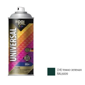 Краска-эмаль INRAL аэроз.универсальная (зеленый темный) 400мл (6009) фото из интернет-магазина Строймикс