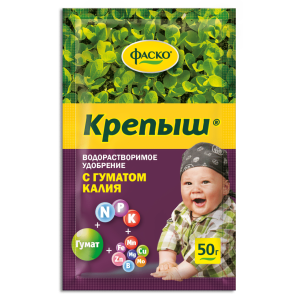 Удобрение водорастворимое Крепыш 50г для рассады с гуматом калия фото из интернет-магазина Строймикс