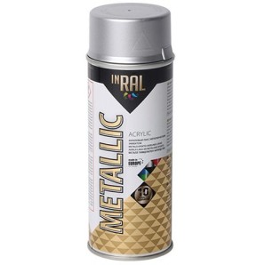 Лак INRAL METALLIC SPRAY на акриловой основе 400 мл., серебрянный фото из интернет-магазина Строймикс