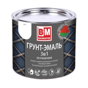 Грунт-эмаль по ржавчине 3в1 BAUMASTER. белая. 0.8кг фото из интернет-магазина Строймикс