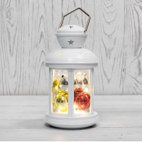 Декоративный фонарь с шариками 12х12х20,6 см, белый корпус, теплый белый цвет свечения NEON-NIGHT фото в Строймикс