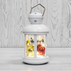 Декоративный фонарь с шариками 12х12х20,6 см, белый корпус, теплый белый цвет свечения NEON-NIGHT фото из интернет-магазина Строймикс