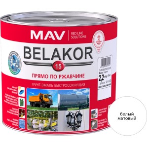 Грунт-эмаль BELAKOR 15 быстросох. бел. матовый 2.4 л (2.2кг) фото из интернет-магазина Строймикс