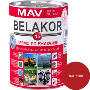 Грунт-эмаль BELAKOR 15 быстросох. RAL 3000 красн. матовый 2.4 л (2кг) фото из интернет-магазина Строймикс