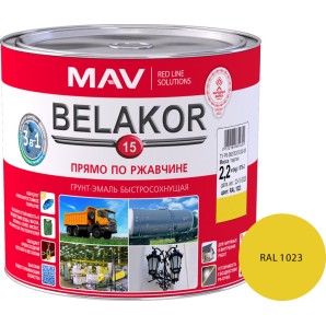 Грунт-эмаль BELAKOR 15 быстросох. RAL 1023 желт. матовый 1.0 л (1кг) фото из интернет-магазина Строймикс