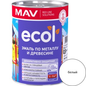 Эмаль ПФ-115 ECOL ( 1.0л/0.9кг) белая по металлу и древ.022933 фото из интернет-магазина Строймикс