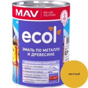 Эмаль ПФ-115 ECOL (1.0л/0.9кг) желтая по металлу и древ. 022936 фото из интернет-магазина Строймикс