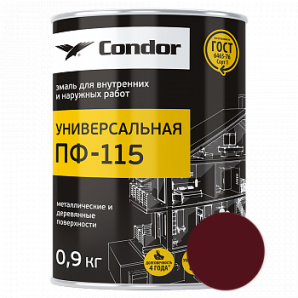 Эмаль ПФ-115 Condor 0.9кг цвет вишневый фото из интернет-магазина Строймикс