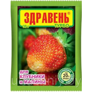 Удобрение Здравень Клубника Турбо 30г б/хлорное водорастворимое фото из интернет-магазина Строймикс