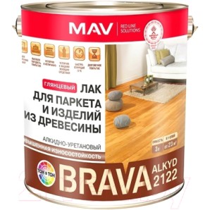 Лак АУ2122 BRAVA ALKYD для паркета и изд.из древ. бесц.мат. 3.0л (2.3кг) арт.091151 фото из интернет-магазина Строймикс