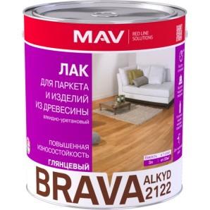 Лак АУ2122 BRAVA ALKYD для паркета и изд.из древ. бесц.гл. 3.0л (2.3кг) арт.091128. фото из интернет-магазина Строймикс