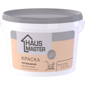 Краска HAUS MASTER белая интерьерная 3.0л (4.0 кг). 154380 фото из интернет-магазина Строймикс