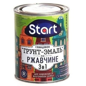 Грунт-эмаль по ржавчине 3в1 Start, желтая, 0,8кг фото из интернет-магазина Строймикс