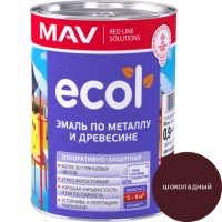 Эмаль ПФ-115 ECOL 1.0 кг (0.9 КГ) шоколадная по металлу и древесине фото в Строймикс