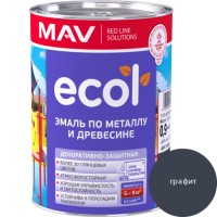 Эмаль ПФ-115 ECOL 1.0 кг (0.9 КГ) по металлу и древесине. графит фото в Строймикс