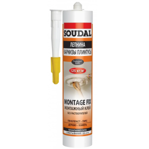 Клей монтажный Soudal Montage Fix лепнина-карнизы белый 280 мл фото из интернет-магазина Строймикс