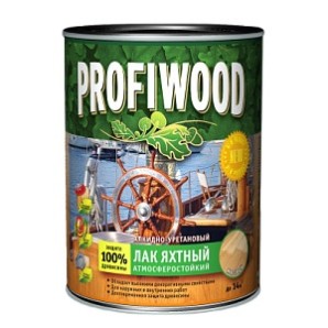 Лак яхтный PROFIWOOD атмосферостойкий алкидно-уретановый полуматовый 0.8 л 0.7 кг фото из интернет-магазина Строймикс