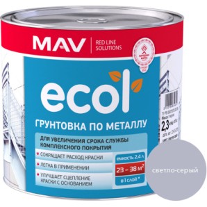 Грунтовка ГФ-021 ECOL по металлу светло-серый 2.0л 2.3 кг 068057 фото из интернет-магазина Строймикс