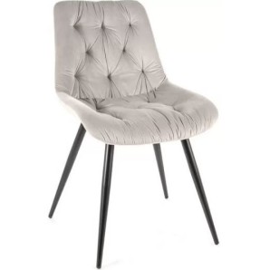 Стул SIGNAL PRAGA Velvet Bluvel 03 светло-серый/черный PRAGAVCJSZ фото из интернет-магазина Строймикс