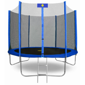 Батут с защитной сеткой и лестницей Smile outside синий 8STB-252 фото из интернет-магазина Строймикс