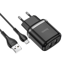 Сетевое зарядное устройство hoco N4 2USB порта черный 30992 фото в Строймикс