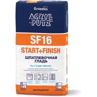 Шпатлевка АКРИЛ ПУТЦ SF16 START+FINISH. 15 кг. гипсовая гладь фото в Строймикс