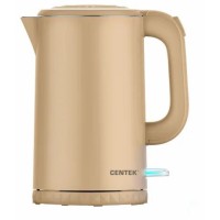 Чайник Centek СТ-0020 Beige металл 1,7 л двойные стенки кнопка откр на ручке 2200Вт фото в Строймикс
