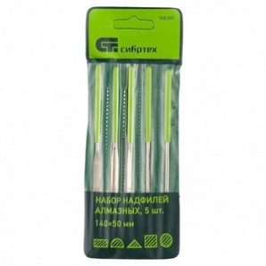 Набор надфилей алмазных СИБРТЕХ 140*50*3,5мм 5шт. фото из интернет-магазина Строймикс
