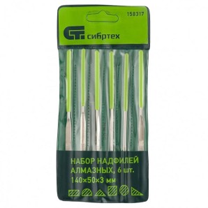 Набор надфилей алмазных СИБРТЕХ 140*50*3,5мм 6шт. фото из интернет-магазина Строймикс