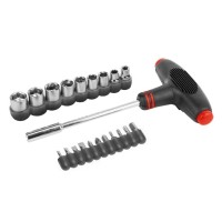 Набор отвертка с Т-образной ручкой с битами и головками 20 предметов Hobbi 33-2-123 фото в Строймикс