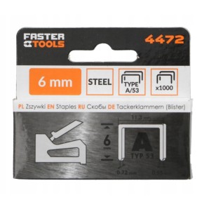 Скобы box 6 мм 1000 шт Faster Tools фото из интернет-магазина Строймикс