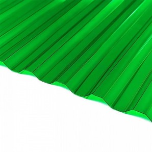 Кровельный монолитный поликарбонат 0,8 мм трапеция зеленый 1050*2000 мм фото из интернет-магазина Строймикс