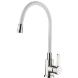 Смеситель для кухни белый из нержавейки Ledeme L74004-3 фото из интернет-магазина Строймикс